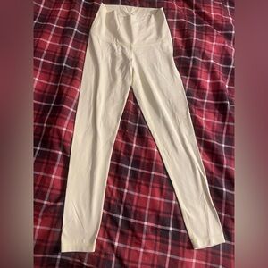 Cream High-Waisted Leggings